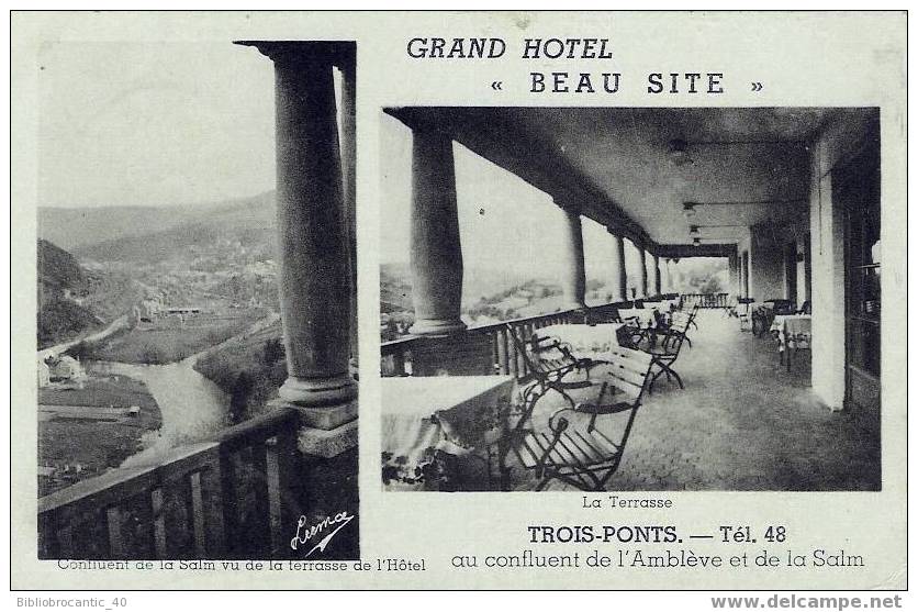 BELGIQUE - TROIS-PONTS - CARTE PUBLICITE GRAND HOTEL \"BEAU SITE\" - Trois-Ponts
