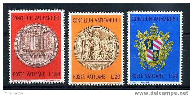 VATICAN / 502-504 / CONCILE VATICAN I / MEDAILLE / PIE IX - Unused Stamps