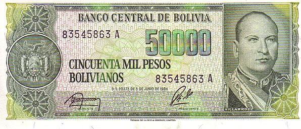 BOLIVIE   5 Centavos De Boliviano / 50 000 Pesos Bolivianos  Non Daté (1987)   Pick 196    *****BILLET  NEUF***** - Bolivie