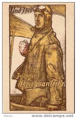 SAK032/ DEUTSCHLAND -  Feldpost 1917 – Rastatt – Pilot Auf Kriegsanleihekarte, Von Rastatt Nach Heidelberg - Feldpost (postage Free)