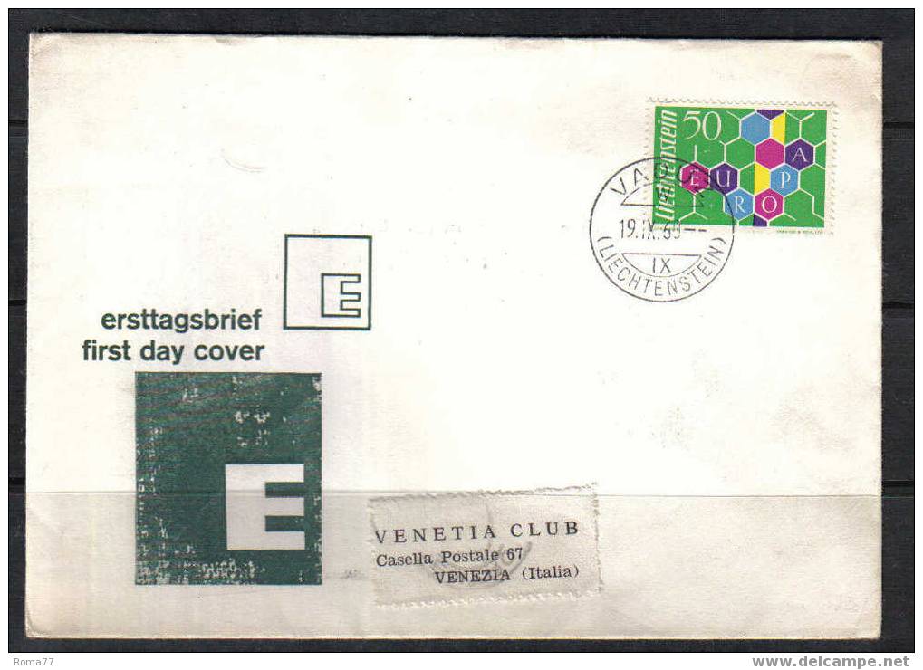 SPE1038 - LIECHTENSTEIN , FDC 19/9/1960 Viaggiata . Europa Cept - 1969