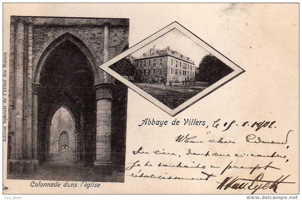 BEL VILLERS ABBAYE Colonnade Dans L'Eglise, Multivue, Ed Hotel Des Ruines, 1902 - Villers-la-Ville
