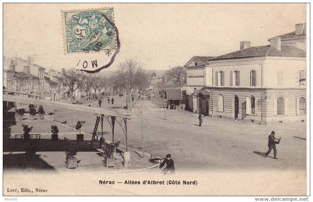 47 NERAC Allées D´Albret ( Côté Nord) Cpa Animée - Nerac