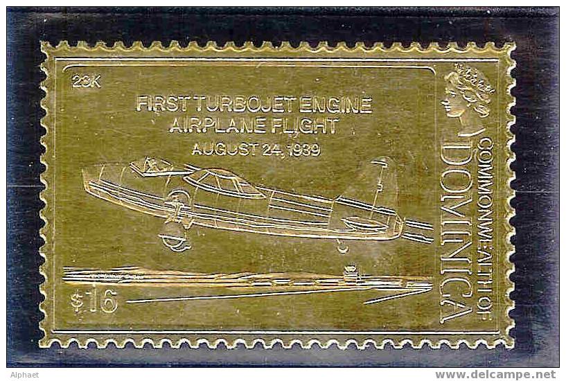 GOLD FOIL "FIRST TURBOJET ENGINE AIRPLANE FLIGHT", AUGUST 24,1939 - Dominique (1978-...)