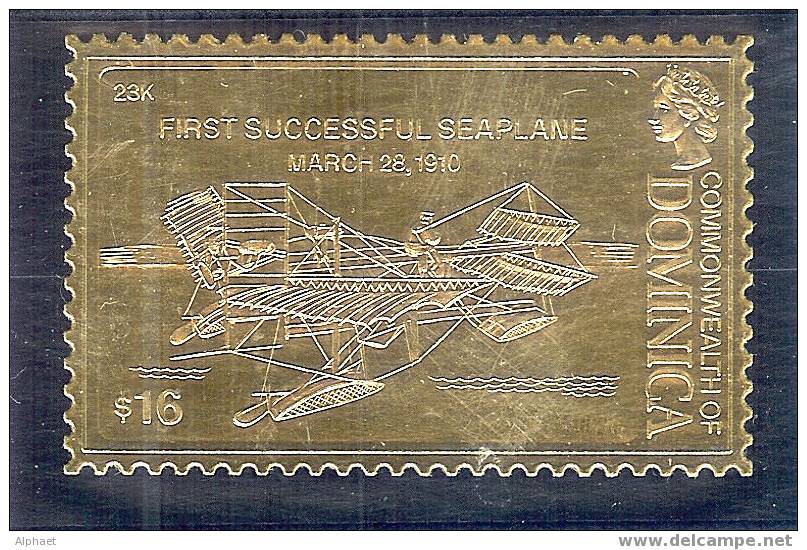 GOLD FOIL "FIRST SUCCESSFUL SEAPLANE", MARCH 28, 1910 - Dominica (1978-...)