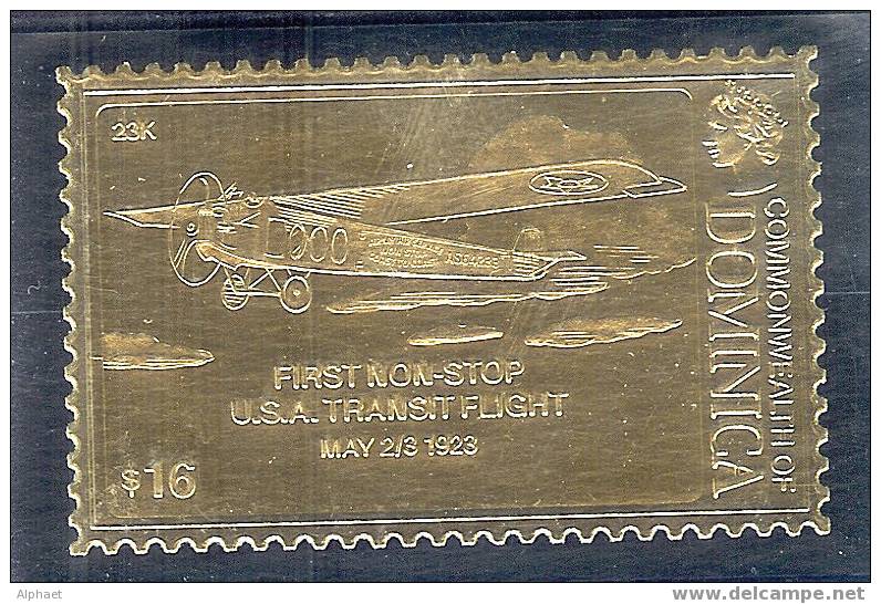 GOLD FOIL "FIRST NON-STOP U.S.A. TRANSIT FLIGHT", MAY 2/3 1923 - Dominique (1978-...)