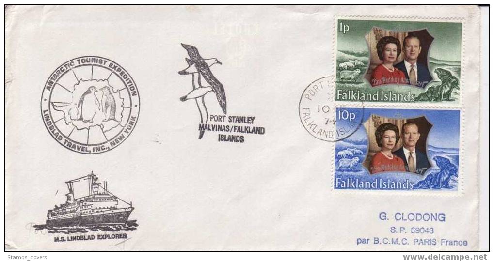 FALKLAND ISLAND USED COVER 1974 ANTARTIC DIFF. CANCELED BAR - Autres & Non Classés