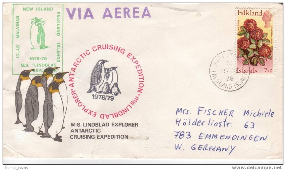 FALKLAND ISLAND USED COVER 1978 ANTARTIC DIFF. CANCELED BAR - Autres & Non Classés