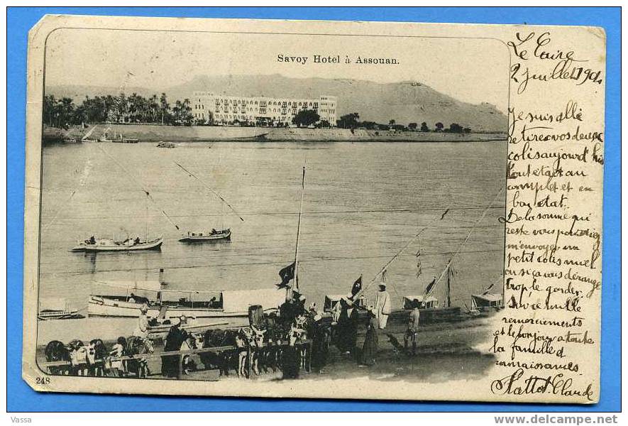 SAVOY HÔTEL ASSOUAN .Early ( Precurseur ) Franked In 1904.Egypt - Aswan