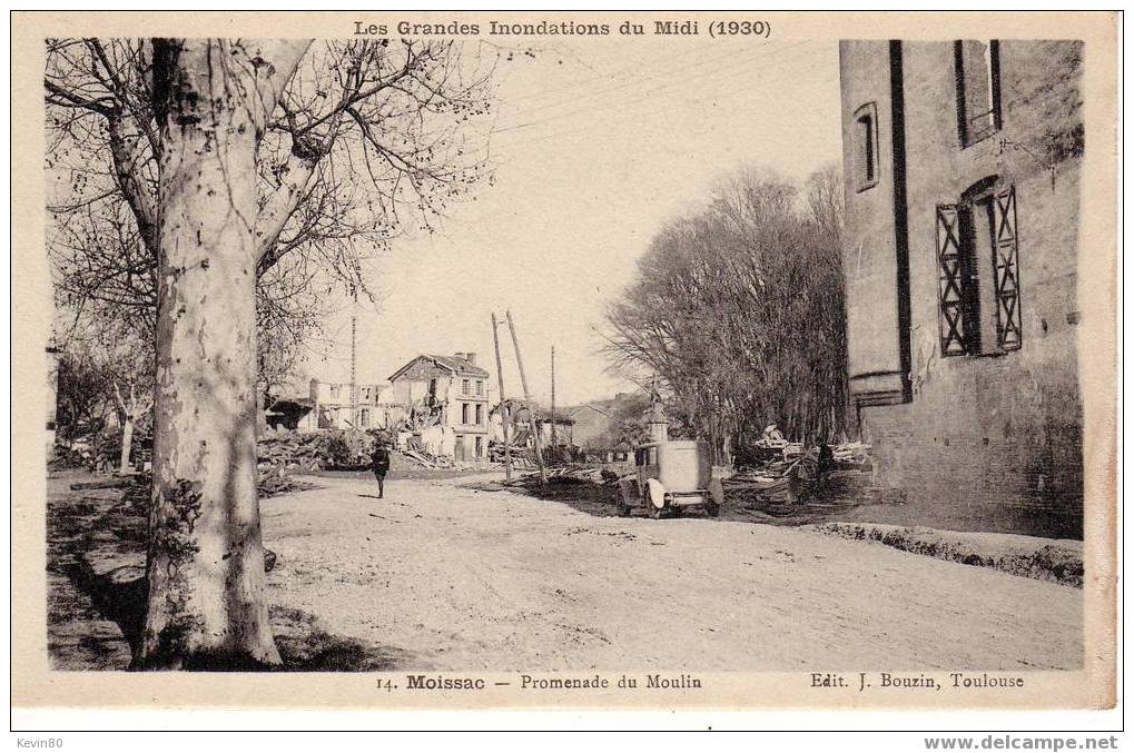 82 MOISSAC Promenade Du Moulin Cpa Animée Les Grandes Inondations Du Midi (1930) - Moissac