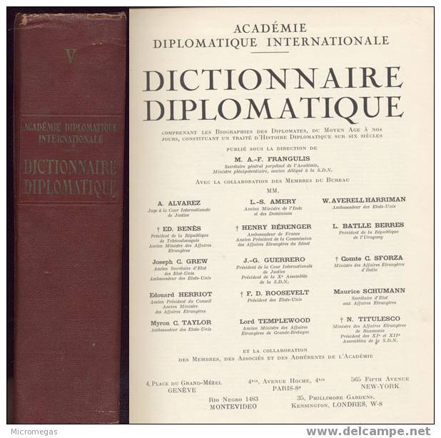 A.F. Frangulis : Dictionnaire Diplomatique - Wörterbücher