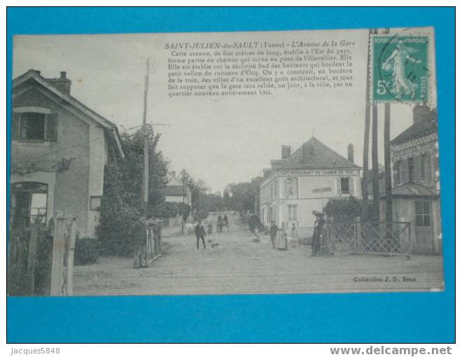 89) Saint Julien Du Sault - Café Restaurant Du Chemin Du Chemin De Fer Avenue De La Gare - Année 1911-  EDIT  J.D- - Saint Julien Du Sault