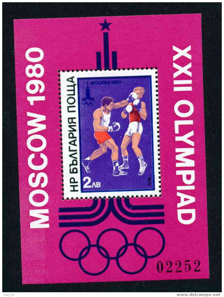 2921 Bulgaria 1979 Olympic Games Moscow 80 BLOCK  ** MNH / BOXING /Olympische Sommerspiele, Moskau 1980 - Boxen