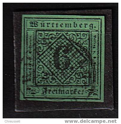 Wurtemberg Ob N° 3 - 6k Vert. - Afgestempeld