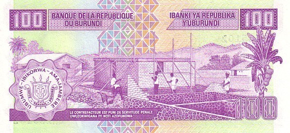 BURUNDI   100 Francs   Daté Du 01-08-2001    Pick 37    ****** BILLET  NEUF ****** - Burundi