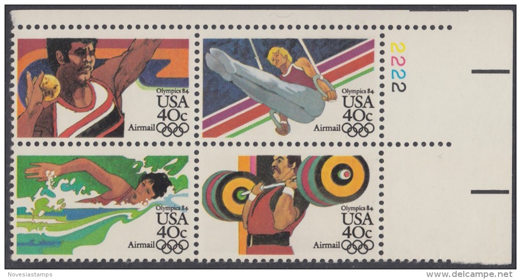 !a! USA Sc# C105-C108 MNH PLATEBLOCK (UR/2222/a) - Summer Olympics - 3b. 1961-... Nuevos