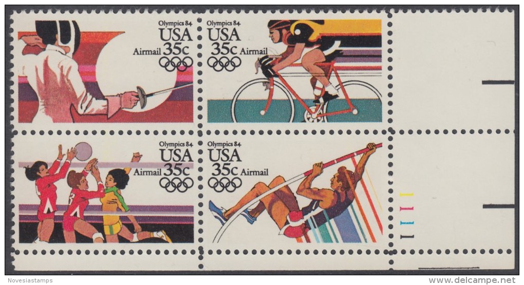 !a! USA Sc# C109-C112 MNH PLATEBLOCK (LR/1111) - Summer Olympics - 3b. 1961-... Nuovi