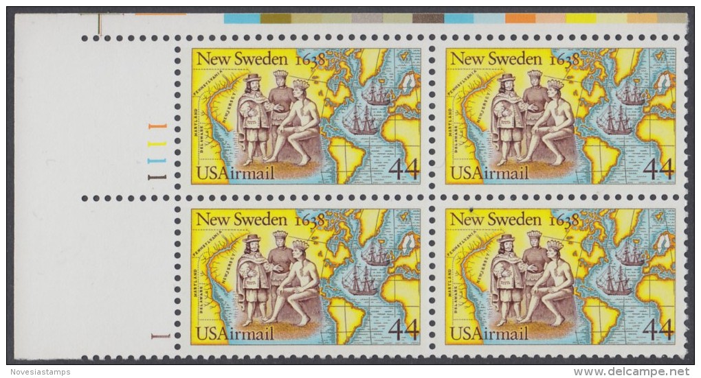 !a! USA Sc# C117 MNH PLATEBLOCK (UL/1111) - Settling Of New Sweden - 3b. 1961-... Neufs