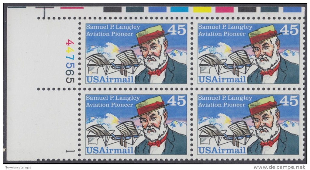 !a! USA Sc# C118 MNH PLATEBLOCK (UL/447565) - Samuel P. Langley - 3b. 1961-... Ungebraucht