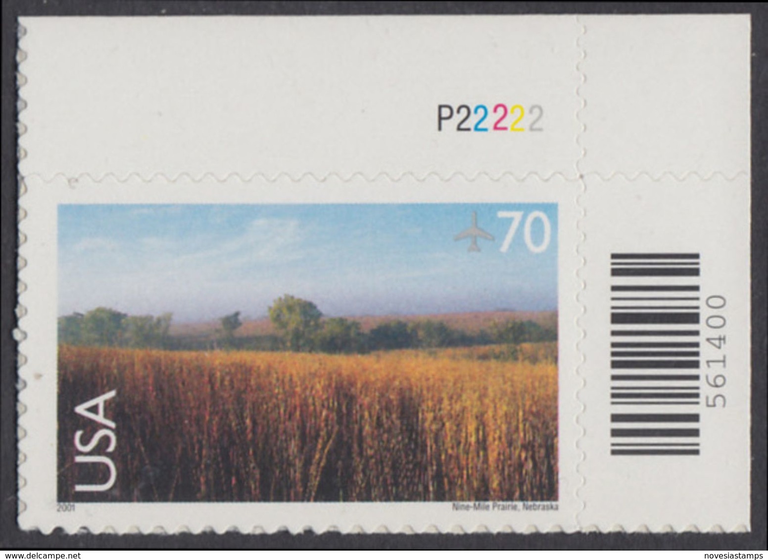 !a! USA Sc# C136 MNH SINGLE From Upper Right Corner W/ Plate-# (UR/P22222) - Nine-Mile Prairie, Nebraska - 3b. 1961-... Ungebraucht