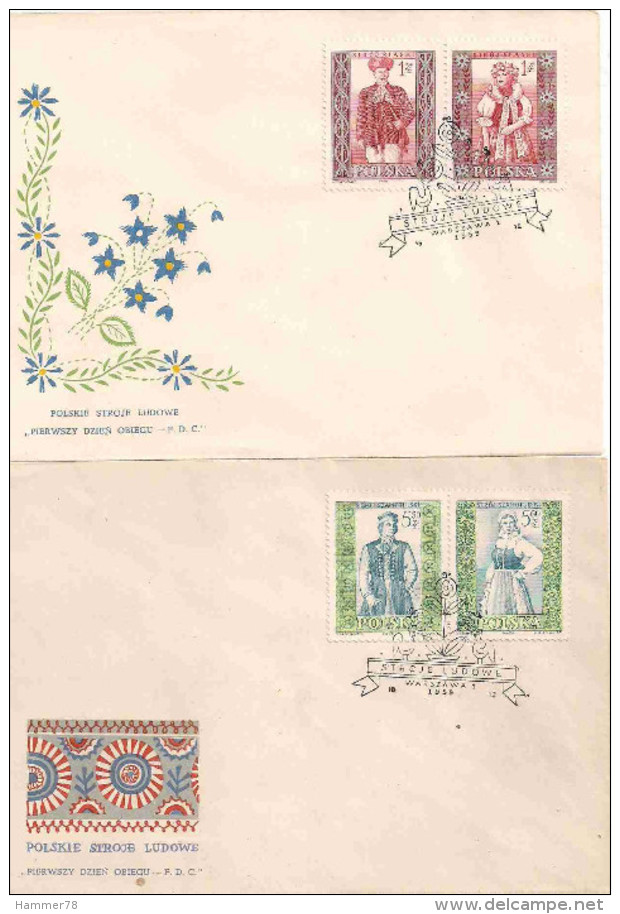 POLAND 1959 FOLK COSTUMES 2items FDC - FDC