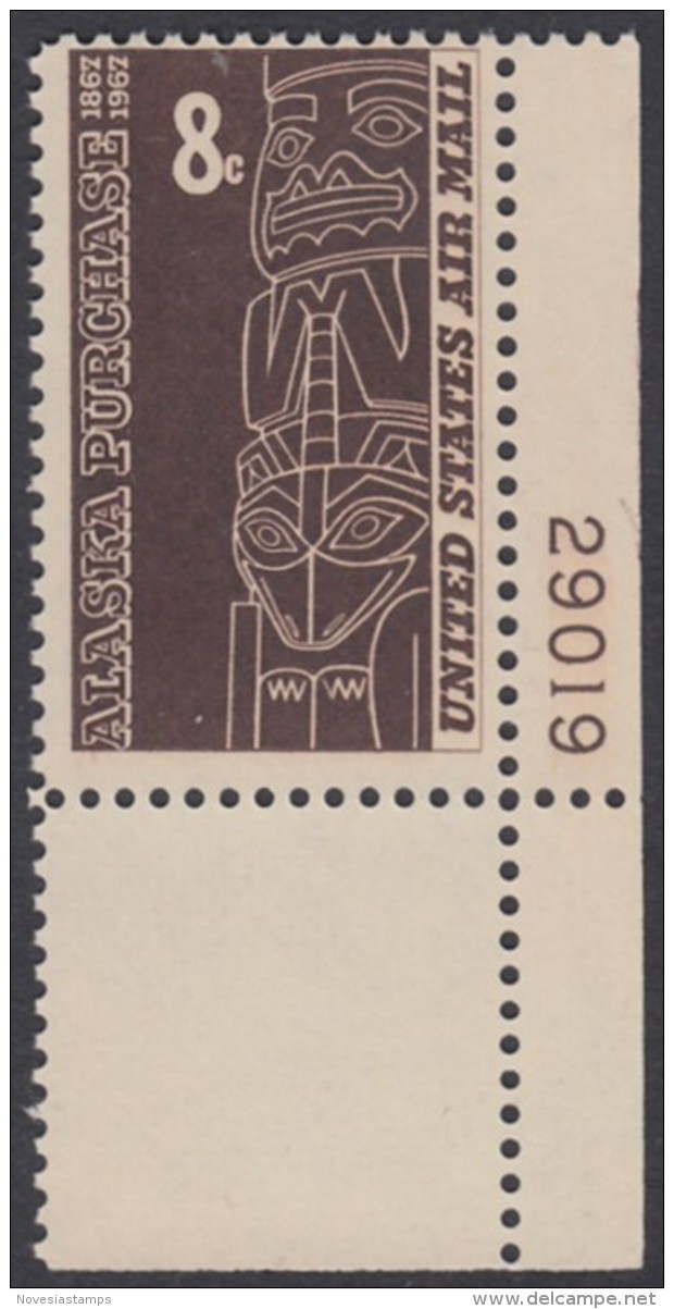 !a! USA Sc# C070 MNH SINGLE From Lower Right Corner W/ Plate-# (LR/29019) - Alaska Purchase - 3b. 1961-... Unused