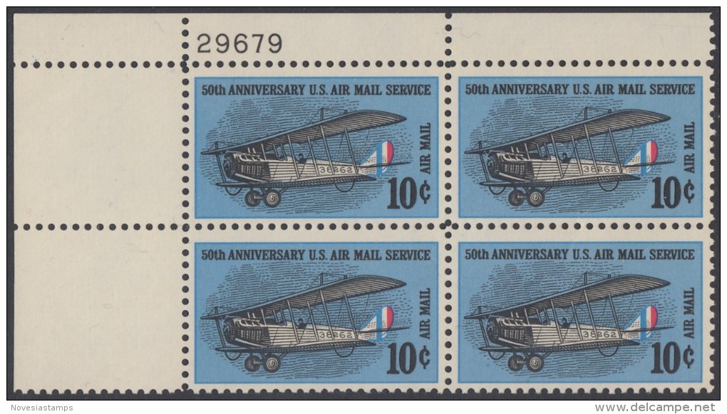 !a! USA Sc# C074 MNH PLATEBLOCK (UL/29679/d) - 50th Anniv. Air Mail Service - 3b. 1961-... Ungebraucht