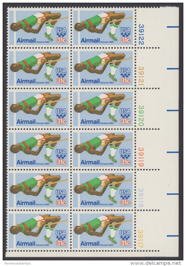 !a! USA Sc# C097 MNH PLATEBLOCK(12) (LR/39117/a) - Olympic Games: High Jump - 3b. 1961-... Neufs