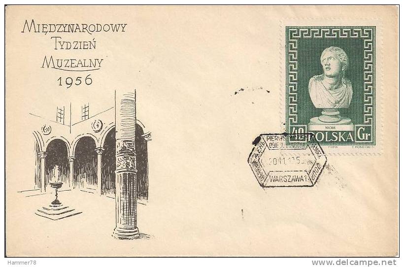 POLAND 1956 INTERNATIONAL CAMPAIGN FOR MUSEUMS, NIOBE From NIEBOROW MUSEUM FDC - FDC