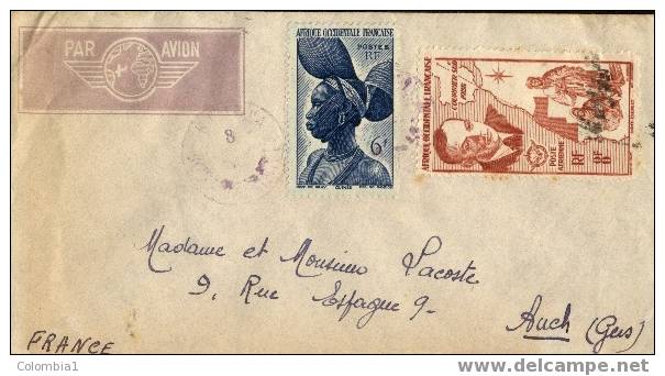 AOF Lettre Guinée Française 1949 Via France Auch - Covers & Documents
