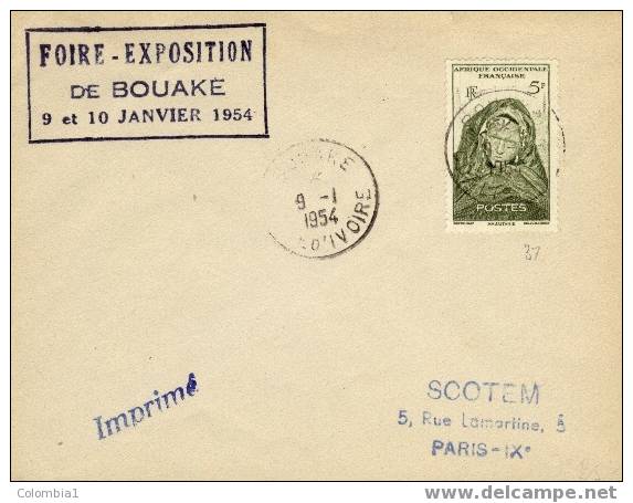 AOF Cote D'Ivoire Lettre De Bouaké 9 Jan 1954 - Covers & Documents