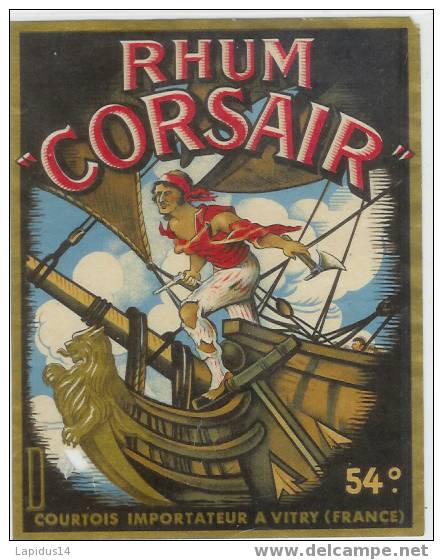 756 / ETIQUETTE DE RHUM CORSAIR  COURTOIS IMPORTATEUR A VITRY - Rhum