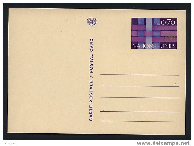 PAP PRET A POSTER ONU NATIONS UNIES OFFICE DE GENEVE CARTE 0.70 EMISSION DU 27/06/1977 - Sonstige & Ohne Zuordnung