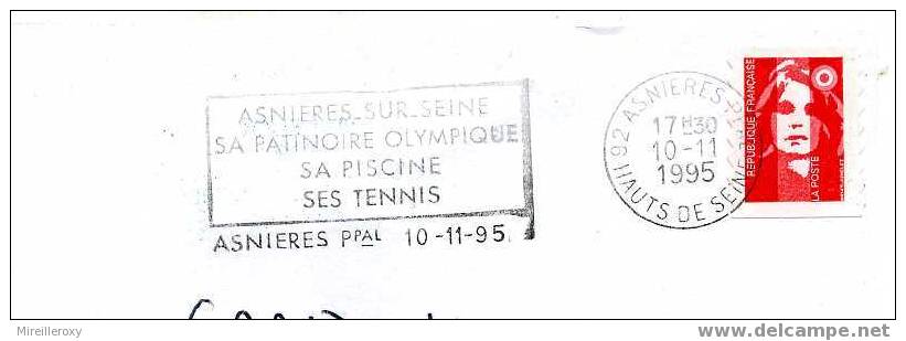 TENNIS  / OBLITERATION MECANIQUE / ASNIERES / SES TENNIS / PATINOIRE - Tennis