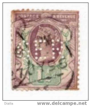 Perfo Perfin Y&T 93, 1.1/2p Violet-brun Et Vert, 1887, Perforated GER - Perfins