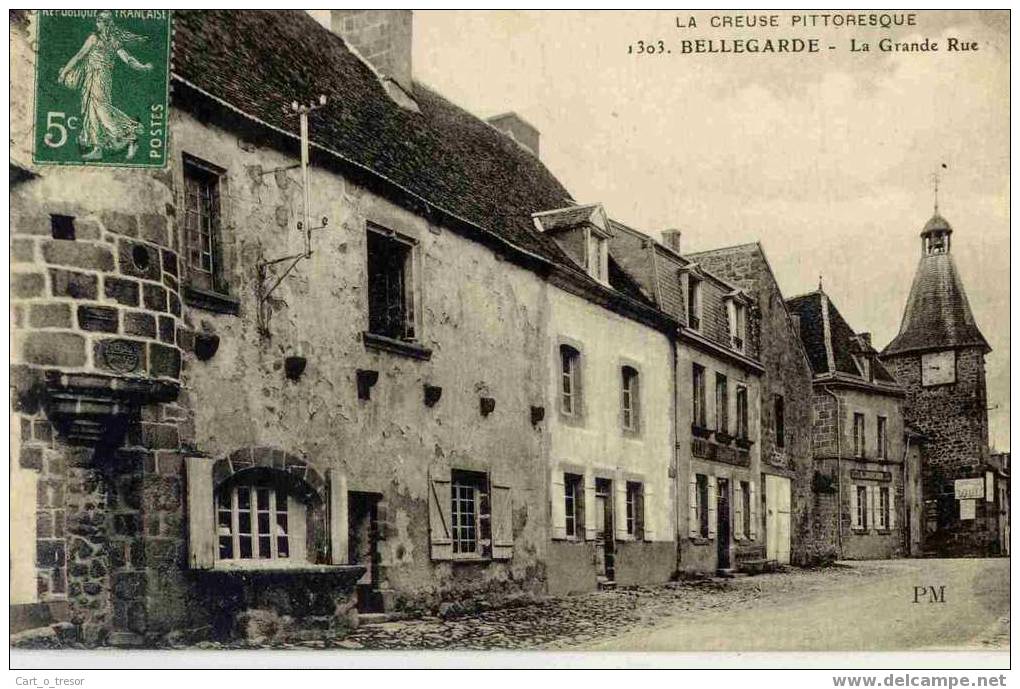 CPA 23 BELLEGARDE-EN-MARCHE - La Grande Rue (devanture Janicaud) - Édit. PM N° 1303 - Bellegarde