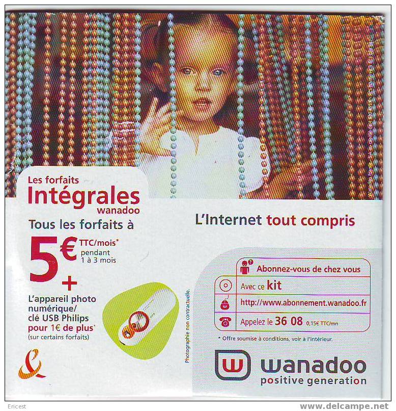 KIT INTERNET WANADOO LES FORFAITS INTEGRALES A 5 EUROS (pochette Abîmée) - Kit De Conección A Internet