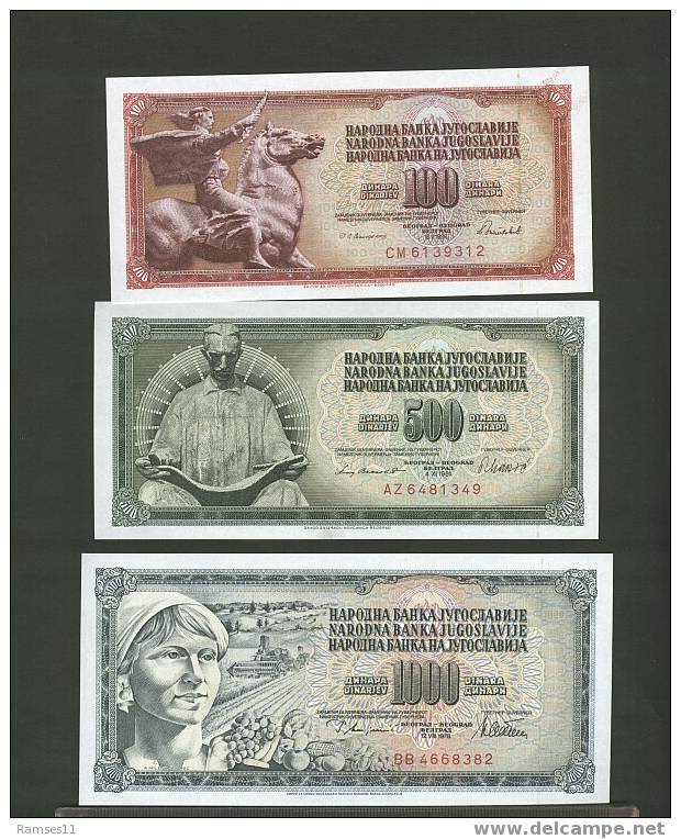 JUGOSLAWIEN / YUGOSLAVIA, 10, 20, 100, 500 Und 1000 Dinara, 1978-86, Unc - Yougoslavie