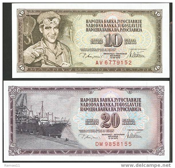 JUGOSLAWIEN / YUGOSLAVIA, 10, 20, 100, 500 Und 1000 Dinara, 1978-86, Unc - Yougoslavie