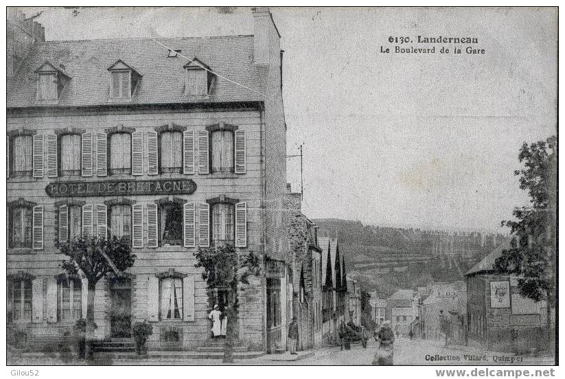 29 - Landerneau - Hotel De Bretagne  Le Bld De La Gare 1921 - Landerneau