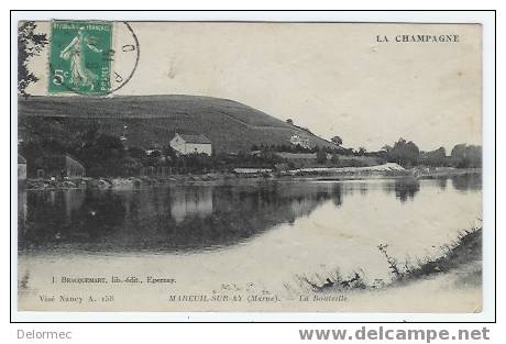 CPA La Champagne Mareuil Sur Ay La Bouteille édit Bracquemart écrite Timbrée 1915 état Moyen - Mareuil-sur-Ay