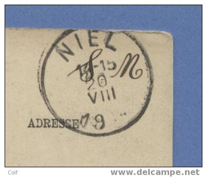 Kaart Met Stempel NIEL Op 20/8/1914 (Offensief W.O.I) Naar Brussel - Autres & Non Classés