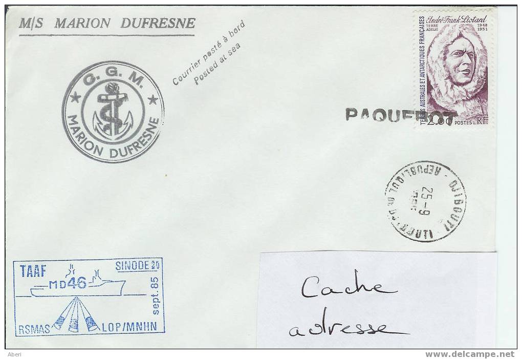 123 Marine- TAAF- Marion Dufresne MD 46 - Paquebot- DJIBOUTI - Lettres & Documents