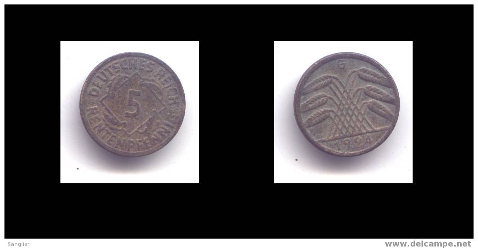 5 REICHPFENNIG 1924 G - 5 Reichspfennig