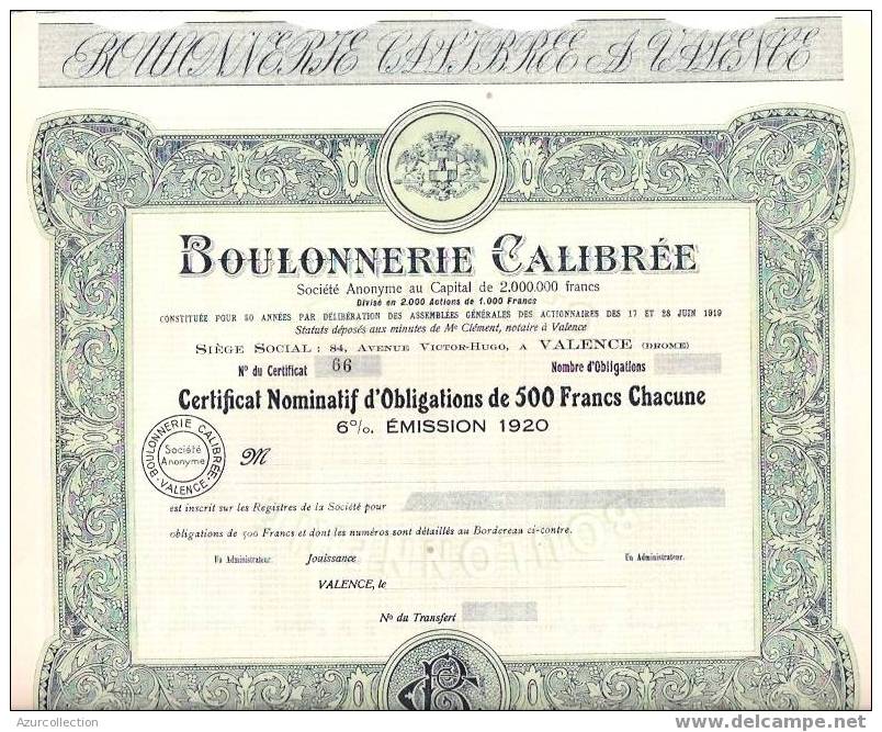 TITRE .BOULONNERIE CALIBREE .VALENCE .26 - Industry