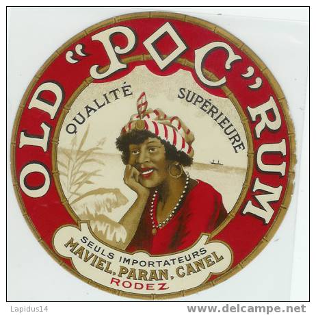 768/ ETIQUETTE DE RHUM OLD POC  RUM MAVIEL PARAN CANEL  RODEZ - Rhum