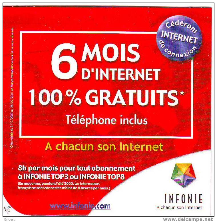 KIT INTERNET INFONIE 6 MOIS D'INTERNET 100% GRATUITS (Pochette Endommagée Au Verso) - Internetanschluss-Sets