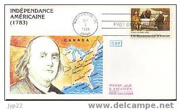 Jolie FDC 1er Jour  Etats Unis Tp Obl CAD 02-Sept-1983 Washington Indépendance Américaine Traité De Paris - 1981-1990