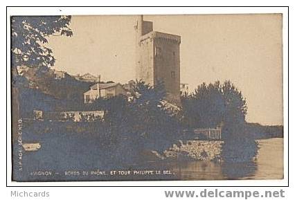 CPA 84 AVIGNON - Bords Du Rhone Et Tour Philippe Le Bel (Carte Photo) - Avignon