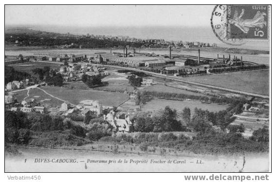 14..DIVES -CABOURG...PANORAMA PRIS DE LA PROPRIETE FOUCHER DE CAREIL...1911..LL 1 - Dives